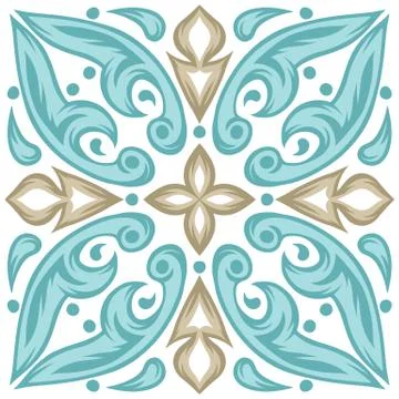 Portuguese azulejo ceramic tile pattern. Stock Illustration