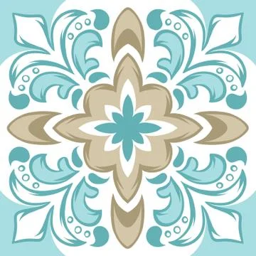 Portuguese azulejo ceramic tile pattern. Stock Illustration