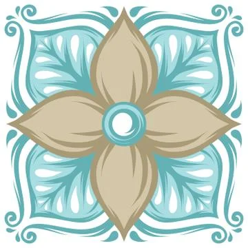 Portuguese azulejo ceramic tile pattern. Stock Illustration