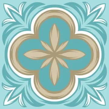 Portuguese azulejo ceramic tile pattern. Stock Illustration