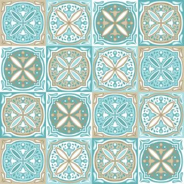 Portuguese azulejo ceramic tile pattern. Stock Illustration