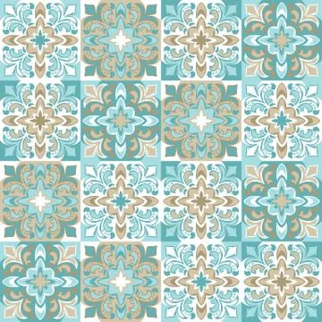 Portuguese azulejo ceramic tile pattern. Stock Illustration