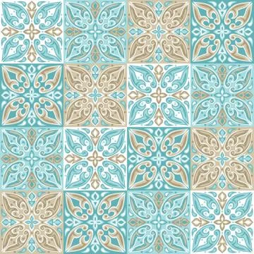 Portuguese azulejo ceramic tile pattern. Stock Illustration