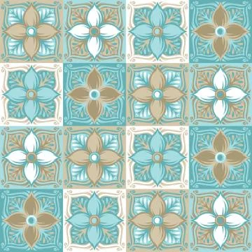 Portuguese azulejo ceramic tile pattern. Stock Illustration