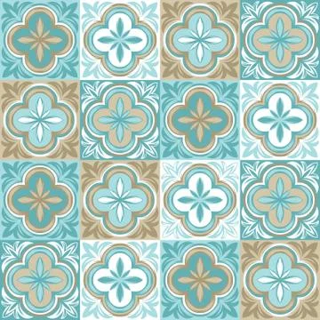Portuguese azulejo ceramic tile pattern. Stock Illustration