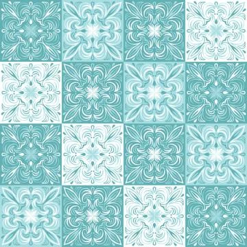 Portuguese azulejo ceramic tile pattern. Stock Illustration
