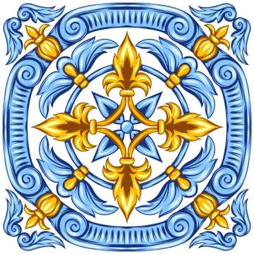 Portuguese azulejo ceramic tile pattern. Stock Illustration
