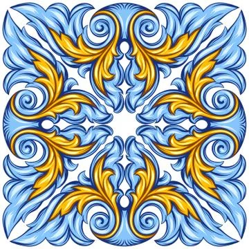 Portuguese azulejo ceramic tile pattern. Stock Illustration