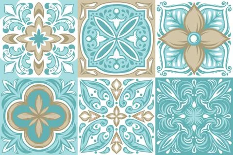 Portuguese azulejo ceramic tile pattern. Stock Illustration