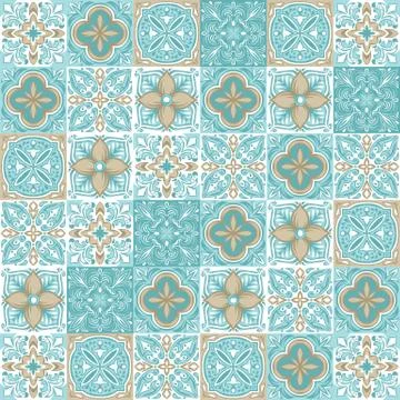 Portuguese azulejo ceramic tile pattern. Illustrazione stock
