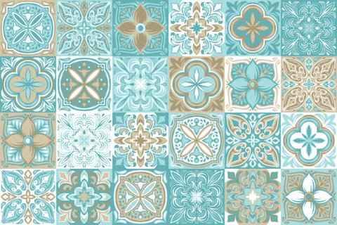 Portuguese azulejo ceramic tile pattern. Stock Illustration