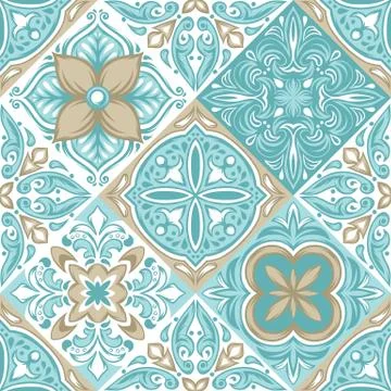 Portuguese azulejo ceramic tile pattern. Stock Illustration