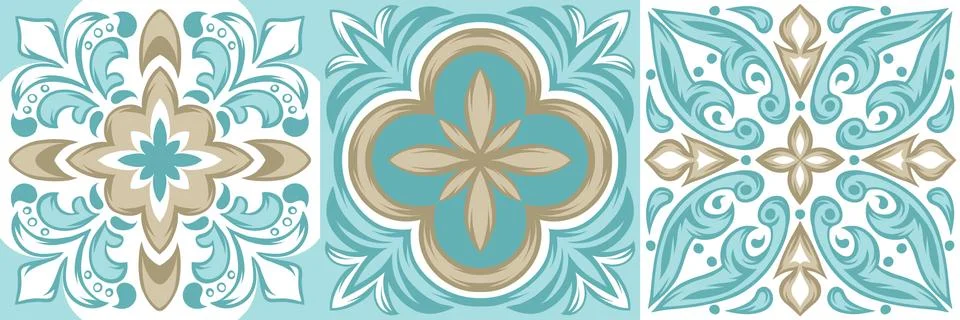 Portuguese azulejo ceramic tile pattern. Stock Illustration