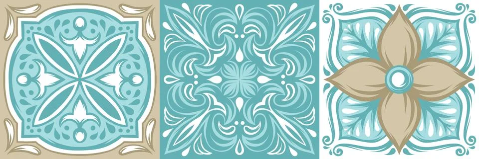 Portuguese azulejo ceramic tile pattern. Stock Illustration