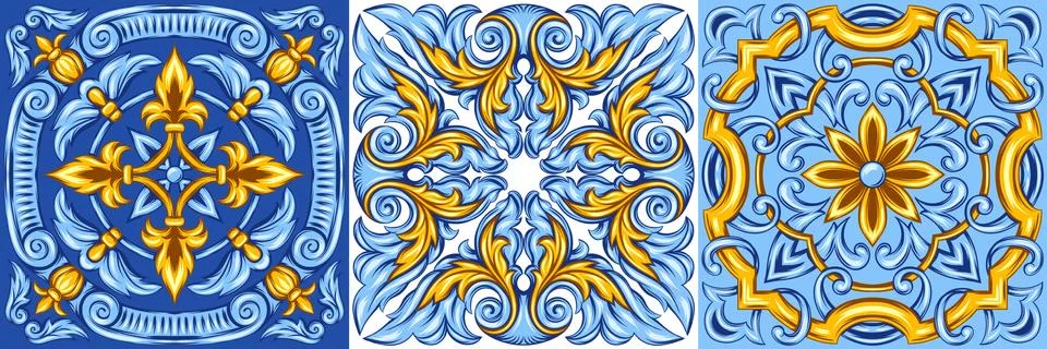 Portuguese azulejo ceramic tile pattern. Stock Illustration