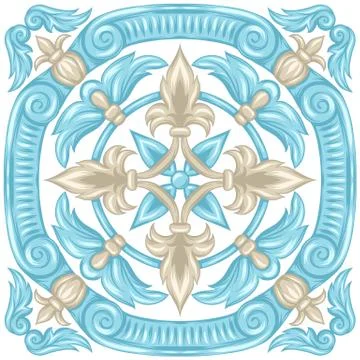 Portuguese azulejo ceramic tile pattern. Stock Illustration