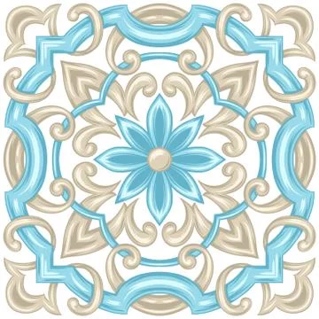 Portuguese azulejo ceramic tile pattern. Illustrazione stock