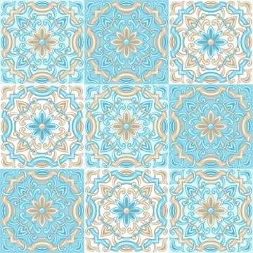 Portuguese azulejo ceramic tile pattern. Stock Illustration