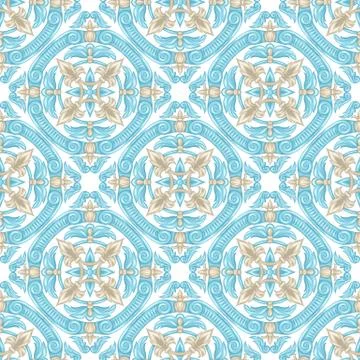 Portuguese azulejo ceramic tile pattern. Stock Illustration