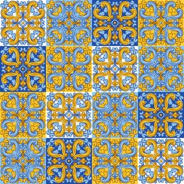 Portuguese azulejo ceramic tile pattern. Stock Illustration