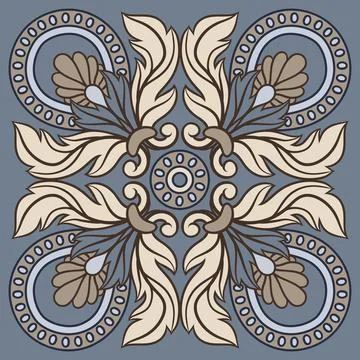Portuguese azulejo ceramic tile pattern. Stock Illustration