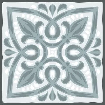 Portuguese azulejo ceramic tile pattern. Mediterranean traditional ornament Stock Illustration