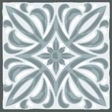 Portuguese azulejo ceramic tile pattern. Mediterranean traditional ornament Stock Illustration