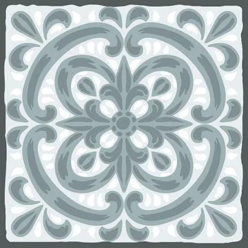 Portuguese azulejo ceramic tile pattern. Mediterranean traditional ornament Stock Illustration