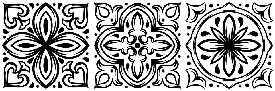 Portuguese ceramic tile pattern. Mediterranean traditional ornament. Italian or Stock Illustration