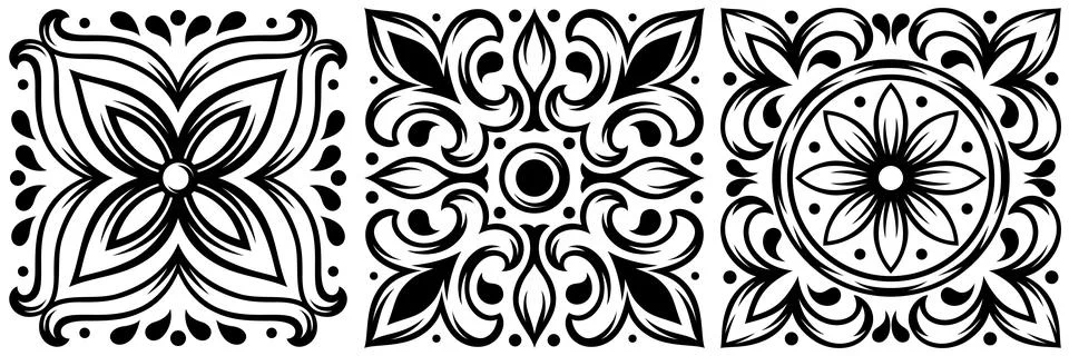 Portuguese ceramic tile pattern. Mediterranean traditional ornament. Italian or Stock Illustration