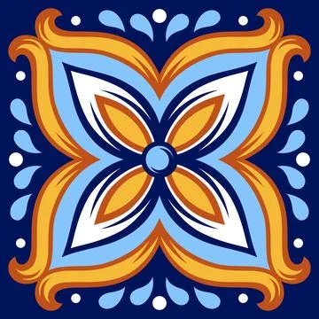Portuguese ceramic tile pattern. Mediterranean traditional ornament. Italian or Stock Illustration