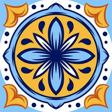 Portuguese ceramic tile pattern. Mediterranean traditional ornament. Italian  Illustrazione stock