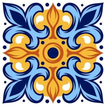 Portuguese ceramic tile pattern. Mediterranean traditional ornament. Italia.. Stock Illustration