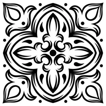 Portuguese ceramic tile pattern. Mediterranean traditional ornament. Italian  Ilustración de archivo