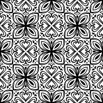 Portuguese ceramic tile pattern. Mediterranean traditional ornament. Italian  Stock Illustration