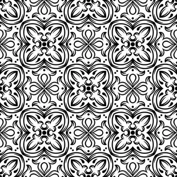 Portuguese ceramic tile pattern. Mediterranean traditional ornament. Italian  Stock Illustration