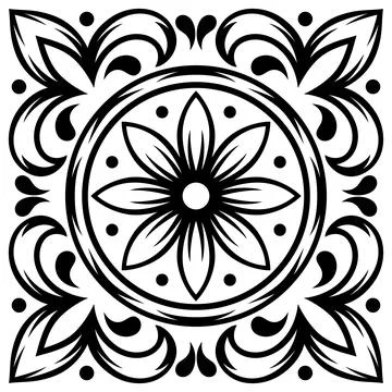 Portuguese ceramic tile pattern. Mediterranean traditional ornament. Italian  Stock Illustration