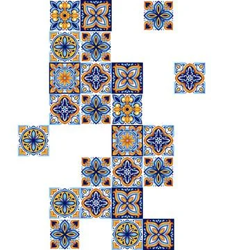 Portuguese ceramic tile pattern. Mediterranean traditional ornament. Italia.. Stock Illustration