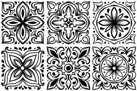 Portuguese ceramic tile pattern. Mediterranean traditional ornament. Italian  Stock Illustration
