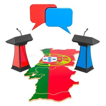 Portuguese Debate concept, 3D rendering Ilustración de archivo