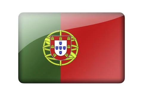 The Portuguese flag. Rectangular glossy icon. Isolated on white background Stock Illustration