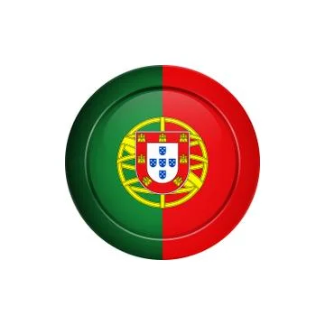 Portuguese flag on the round button, vector illustration Stock Illustration