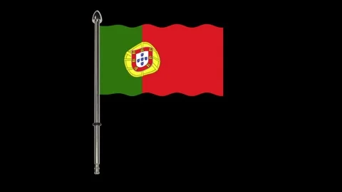 Portuguese flag waving in the wind. Stock Footage 340324346