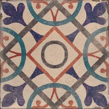Portuguese glazed pattern decor tile. Stock Photos