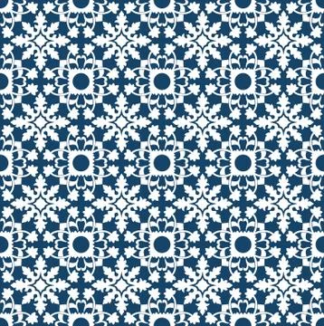 Portuguese pattern of white leaves Stock Illustration