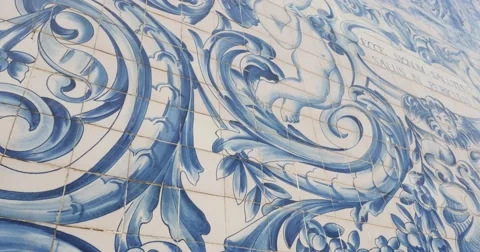 Portuguese Tile on Igreja dos Carmelitas, Porto, Portugal Stock Footage 59123318