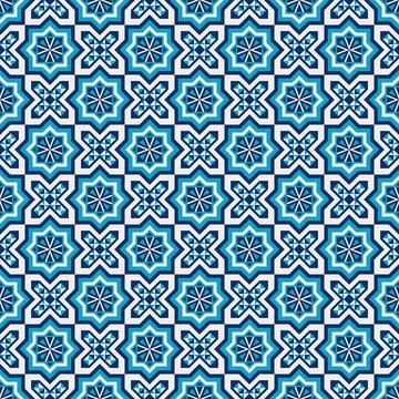 Portuguese tile pattern vector seamless with mosaic arabesque ornaments Stock Illustration