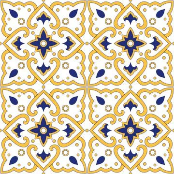 Portuguese tile pattern vector with vintage ornaments Stock Illustration