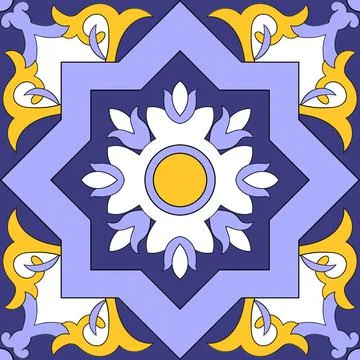 Portuguese tiles azulejos pattern vector seamless Stock Illustration