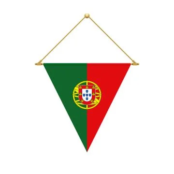 Portuguese triangle flag hanging, vector illustration Illustrazione stock